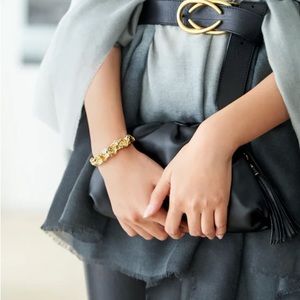 New Amber Sceats Emery Cuff Bracelet | Gold | Modern Textured | 24k Gold Plated